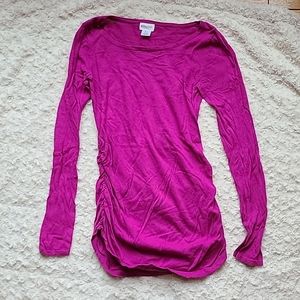 Motherhood Maternity long sleeve lightweight sweater, fuschia, size small